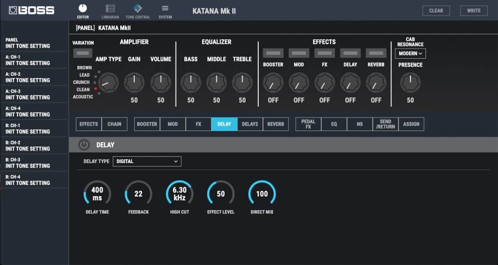 Qui sopra si vede un'immagine del pannello di controllo dell'amplificatore.