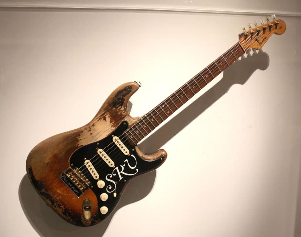 April 20, 2019 - New York City, New York, U.S. - 'NUMBER ONE' Composite Stratocaster STEVIE RAY VAUGHAN on display at the 'Play It Loud: Instruments of Rock and Roll' exhibit held at the Metropolitan Museum of Art. (Credit Image: © Nancy Kaszerman/ZUMA Wi