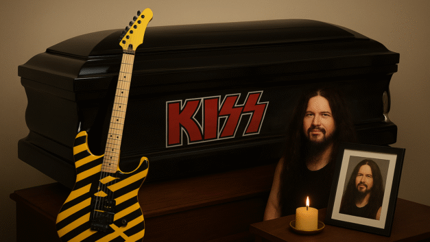 Sepolto nella bara dei Kiss con la chitarra di Van Halen