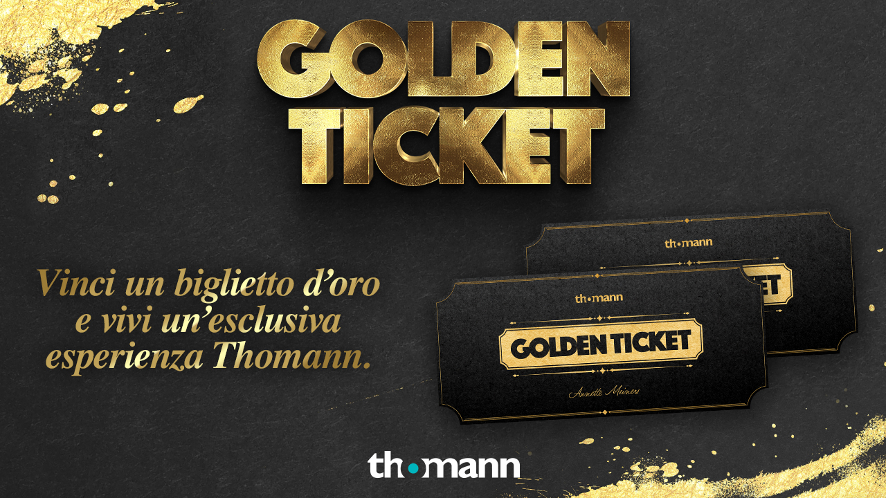 Scopri come vincere il Golden Ticket Thomann. Compreso un incredibile viaggio, una cena e un buono da 200€ nel più grande store d'Europa