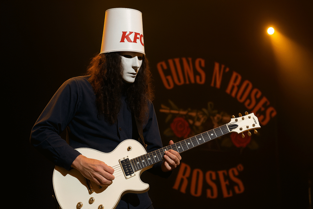Oggi ti racconto la storia di Buckethead, il periodo in cui ha sostituito Slash nei Guns'N'Roses, e le sue difficoltà