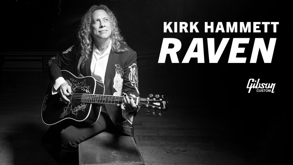 Il carattere di Kirk Hammett arriva sulla leggendaria Hummingbird grazia alla nuova Gibson Kirk Hammett Raven. Solo 100 esemplari!