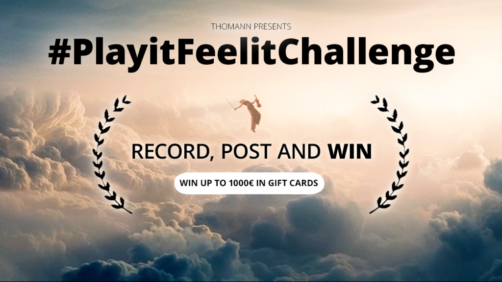 Parte oggi la nuova sfida lanciata da Thomann e tu potresti essere il vincitore. scopri come partecipare alla Play it. Feel it. Challenge!