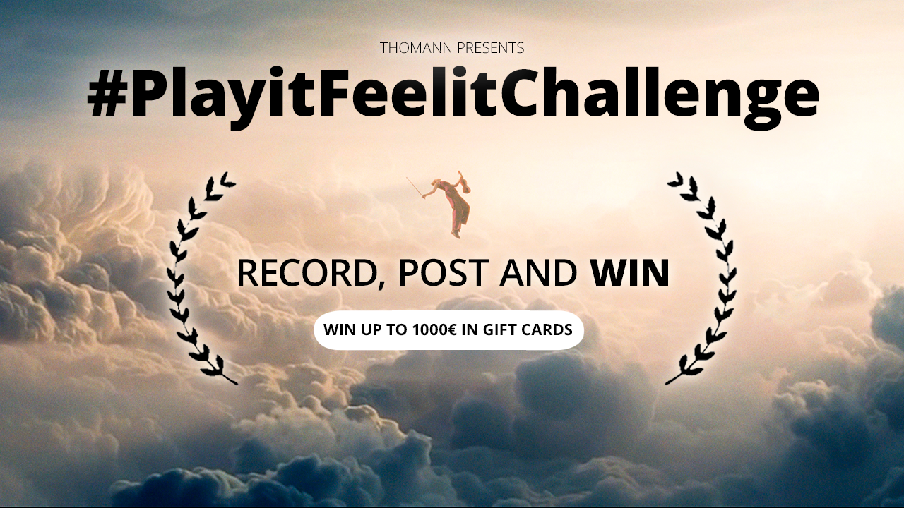 Parte oggi la nuova sfida lanciata da Thomann e tu potresti essere il vincitore. scopri come partecipare alla Play it. Feel it. Challenge!