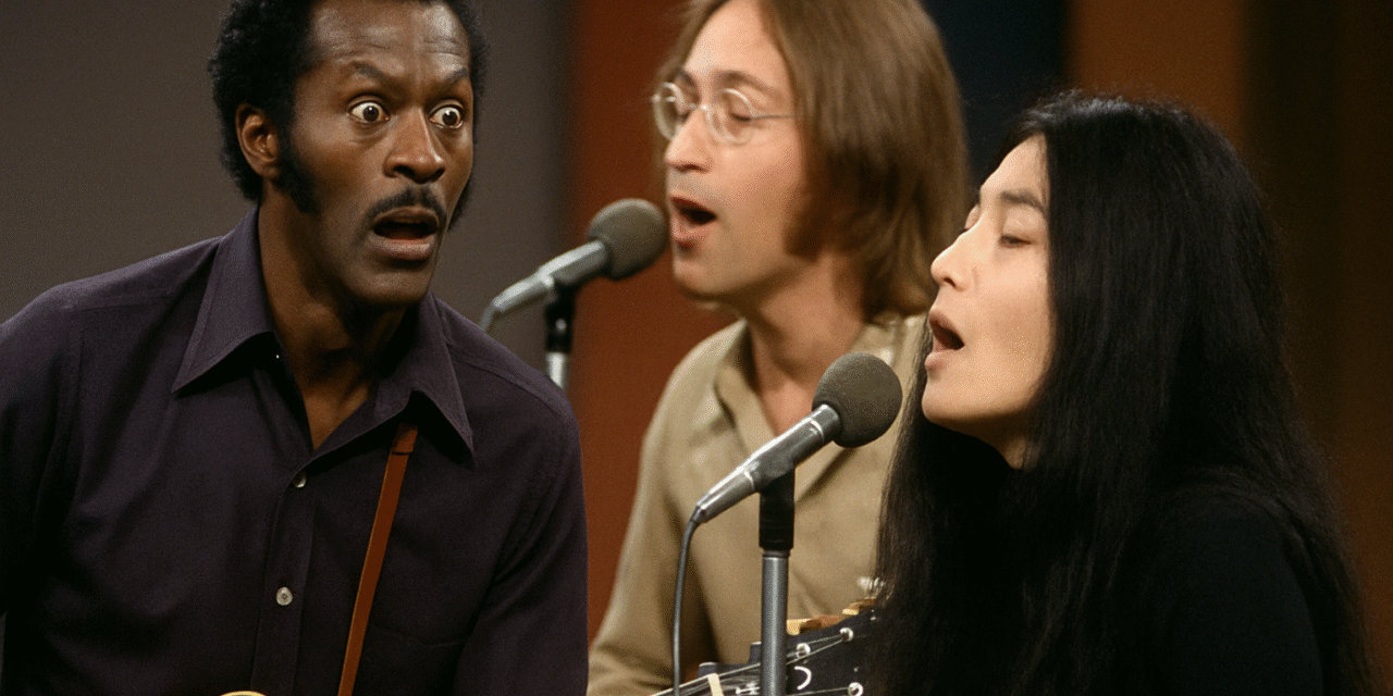 Chuck Berry, John Lennon e Yoko Ono sullo stesso palco: ma uno dei microfoni venne spento