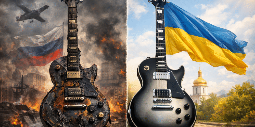 In Ucraina, una Gibson Les Paul devastata da un attacco di un drone è stata riportata in vita dopo un restauro lungo e complesso