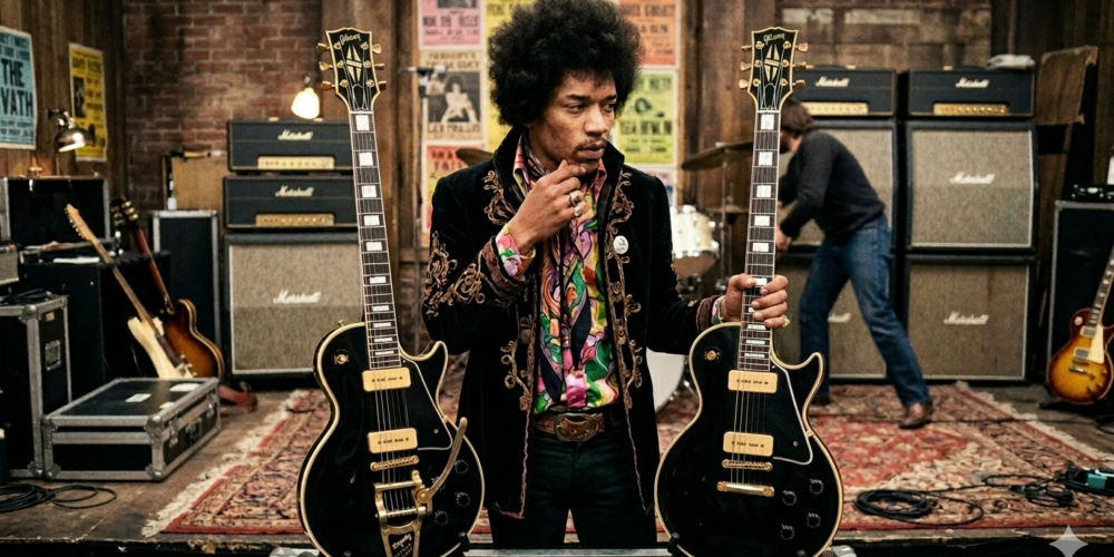 Nel 1968 Jimi Hendrix usò raramente una Gibson Les Paul Custom nera. La storia di quella chitarra è più complicata di quanto si pensi.