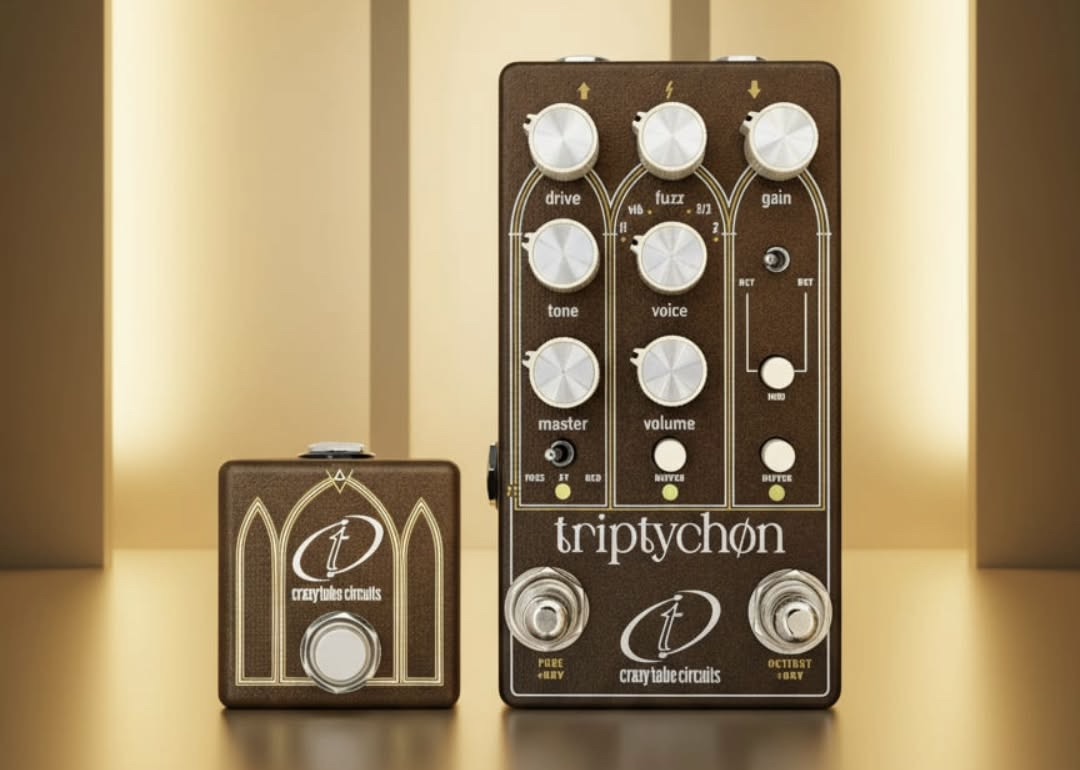 Crazy Tube Circuits presenta Triptychon: fuzz, boost e overdrive in un unico pedale pensato per ricreare la catena vintage.