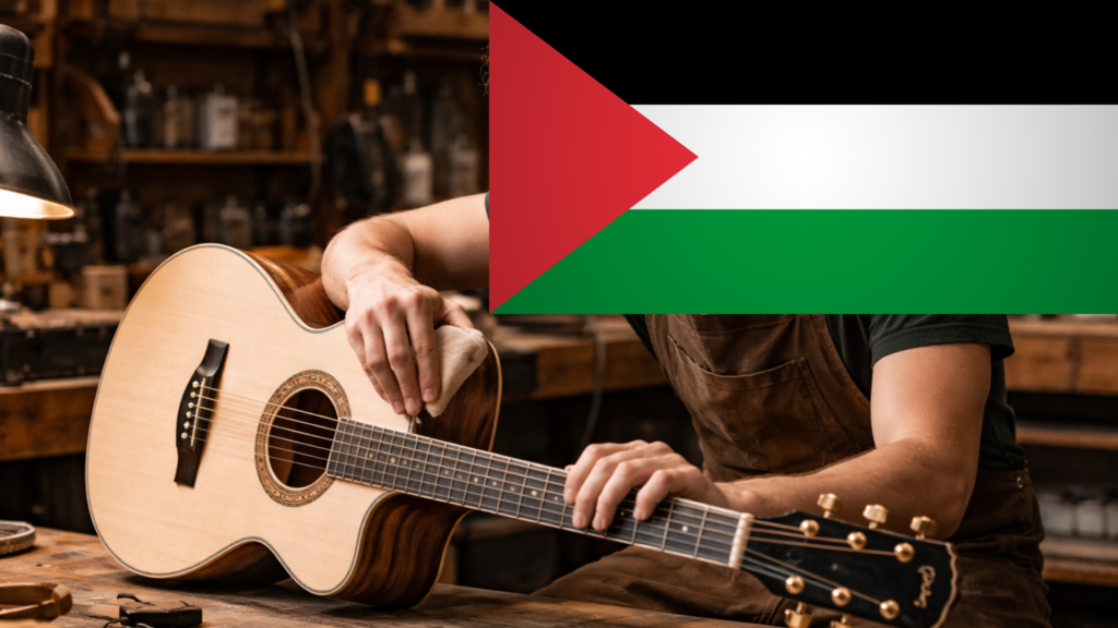 Una chitarra artigianale è stata creata per raccogliere fondi per Gaza: scopri di più sullo strumento dedicato alla Palestina