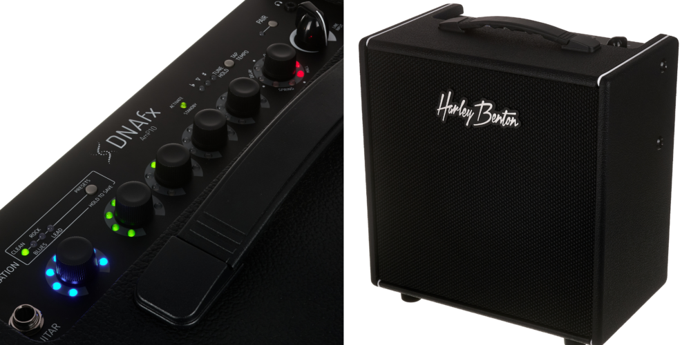 Nuovo amplificatore Harley Benton DNAfx AmP10: un combo da 10 watt che porta modeling, effetti e Bluetooth in formato desktop.