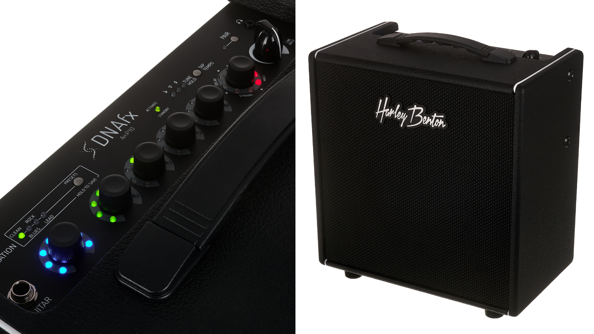 Nuovo amplificatore Harley Benton DNAfx AmP10: un combo da 10 watt che porta modeling, effetti e Bluetooth in formato desktop.