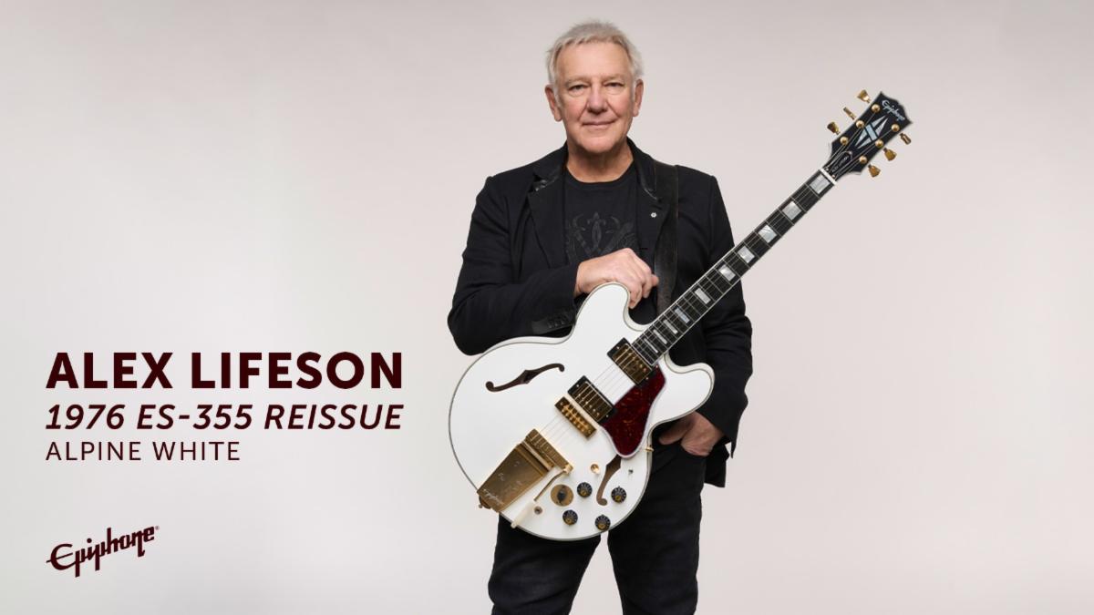 Epiphone presenta la Alex Lifeson 1976 ES-355 Reissue, ispirata alla storica Whitey utilizzata dal chitarrista dei Rush.