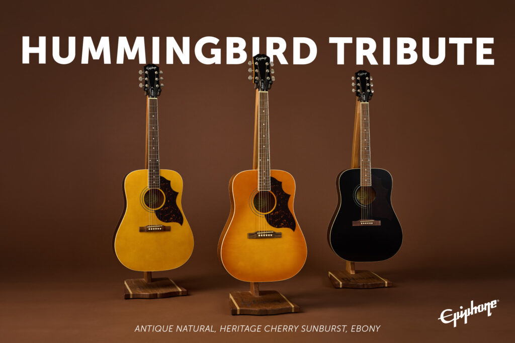 Forma classica, tre finiture e disponibilità globale: ecco cosa offre la nuova Epiphone Hummingbird Tribute.