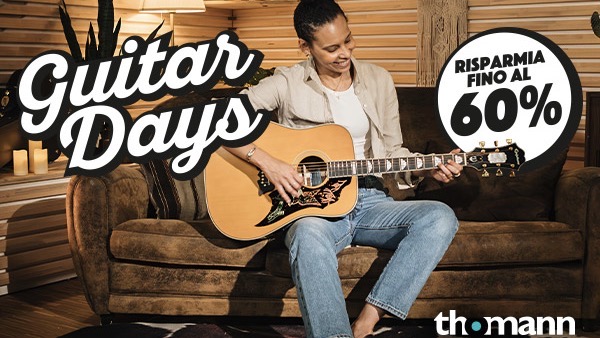 Chitarre, amplificatori ed effetti al centro dei Guitar Days 2026 di Thomann, con oltre 500 prodotti e sconti fino al 60%.